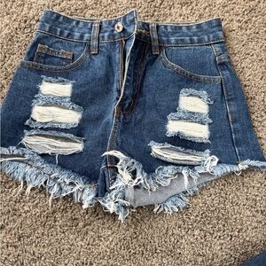 SHEIN Blue Distressed Jean Shorts